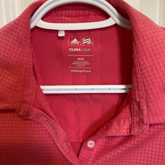 #153 Women's Adidas Golf Shirt Collar Pink, Size Medium - Picture 2 of 7
